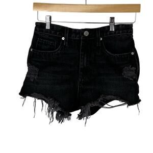 Blank NYC Black Distressed Cutoff Denim Shorts Size 27 Frayed Hem Y2K Festival